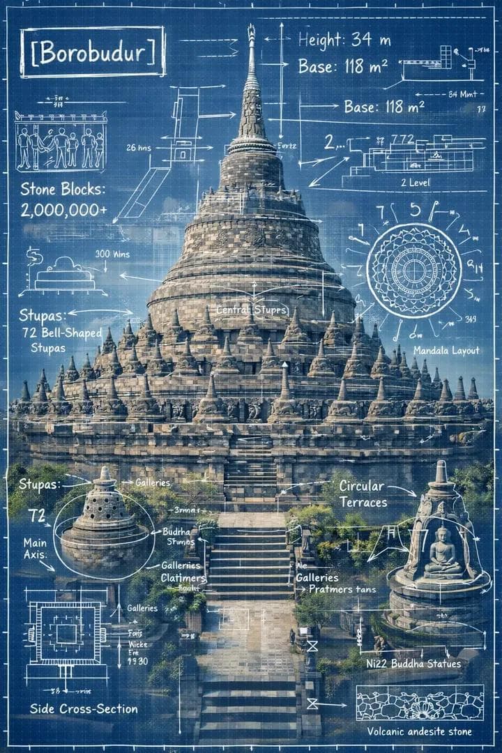 Create an infographic image of [LANDMARK], combining a real 
