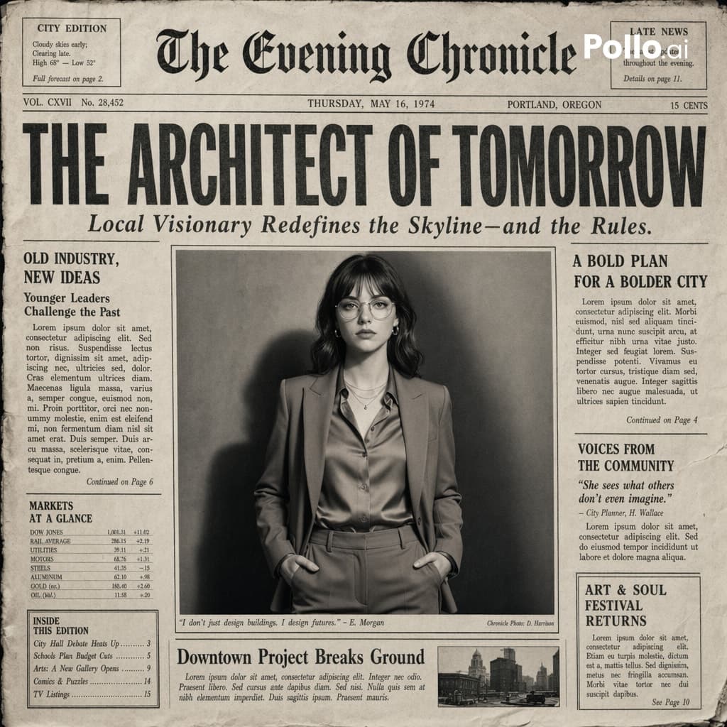 Create the most realistic front page design of a vintage new