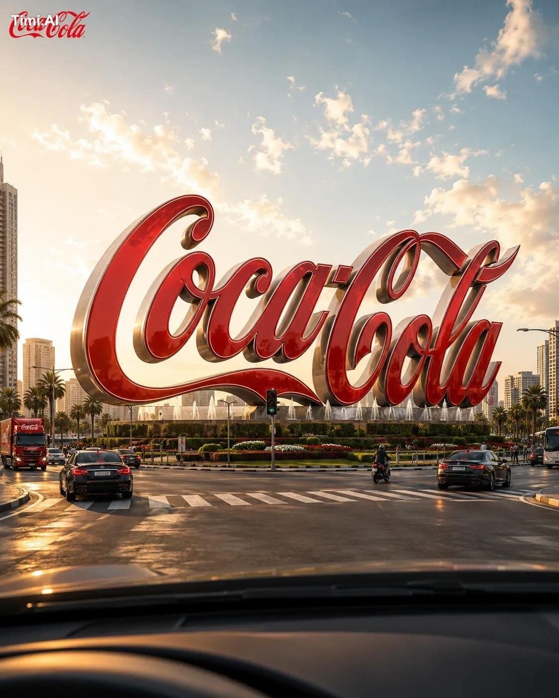 Transform the uploaded 2D logo into a colossal, freestanding