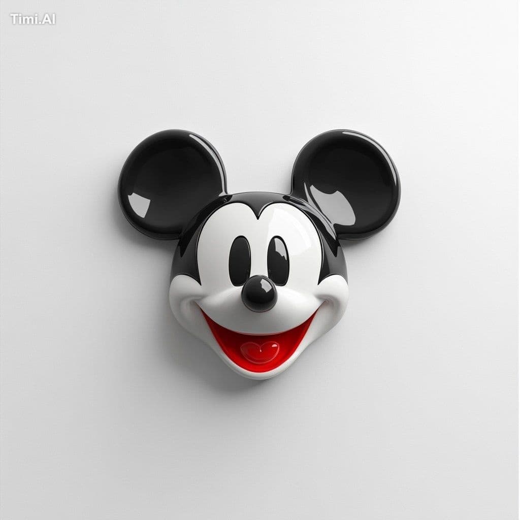 3D rendering of Mickey Mouse cartoon character Mickey, white