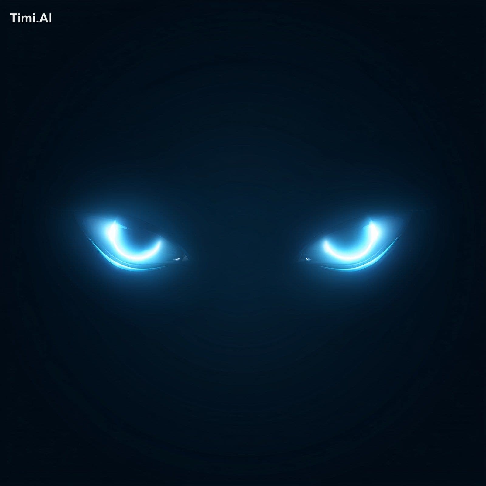 Minimalist logo design of two glowing bright blue eyes, soft