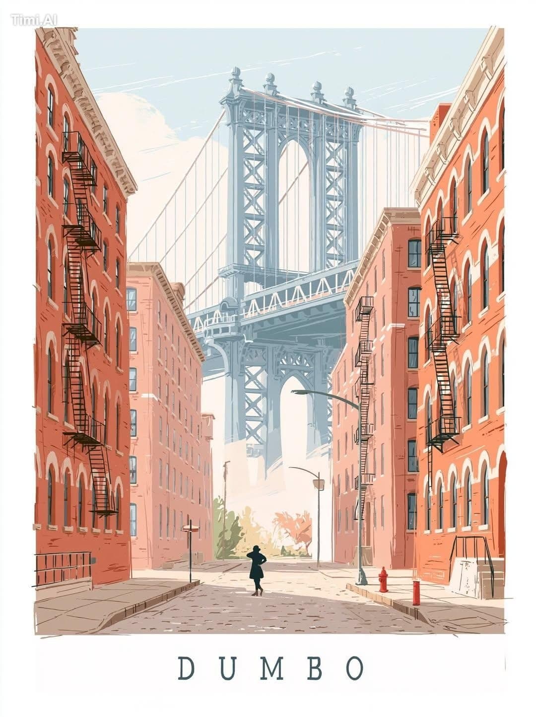 Editorial travel poster illustration of [LANDMARK] in [CITY]