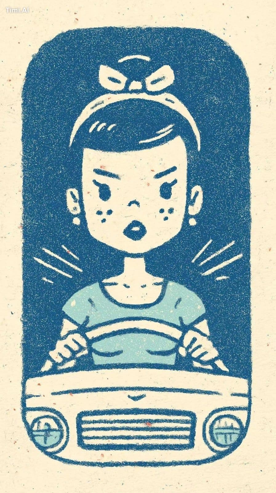 Cute vintage cartoon mascot character Retro car dashboard hu