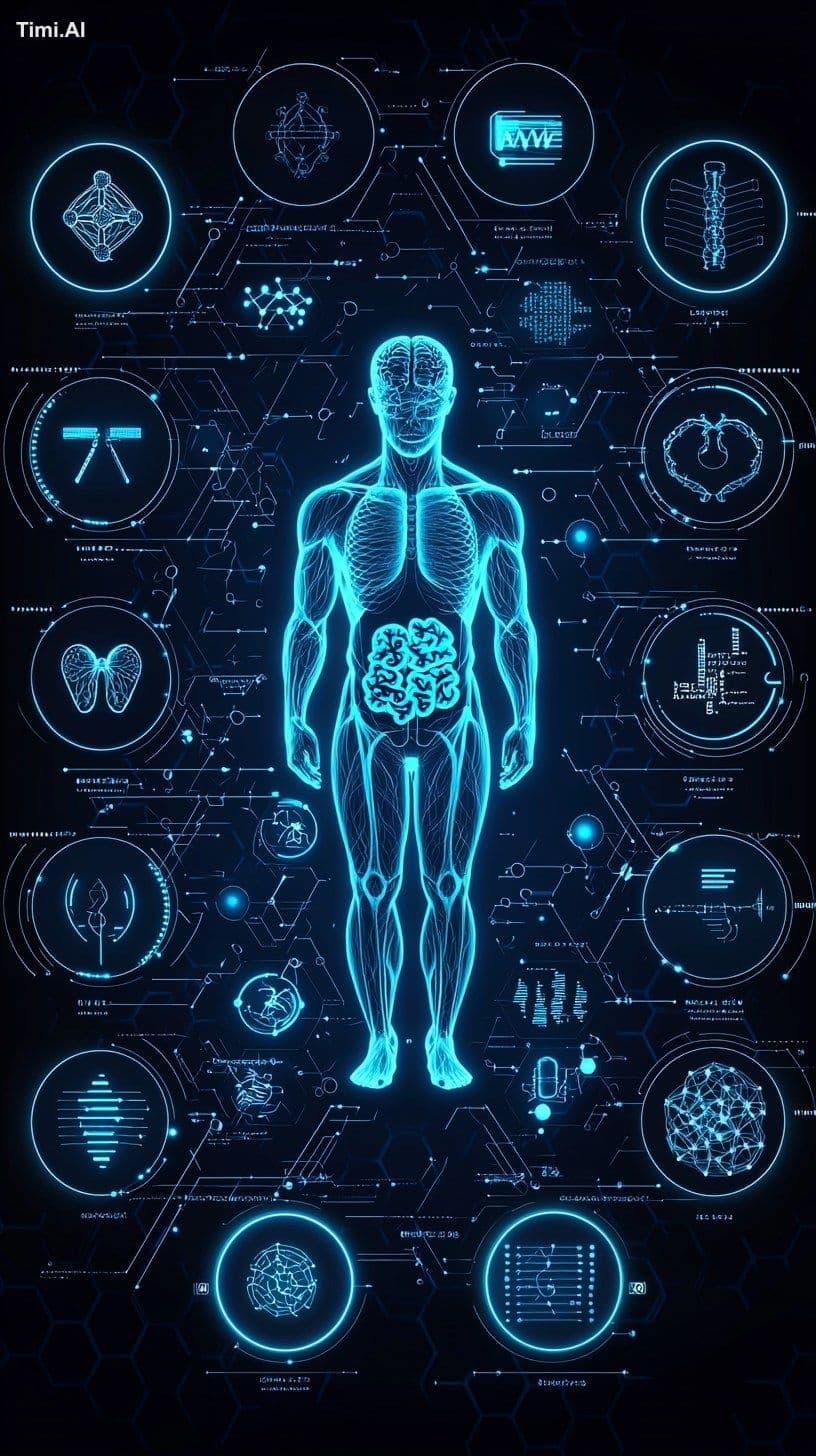 medical diagnostic interface visualization, central human fi