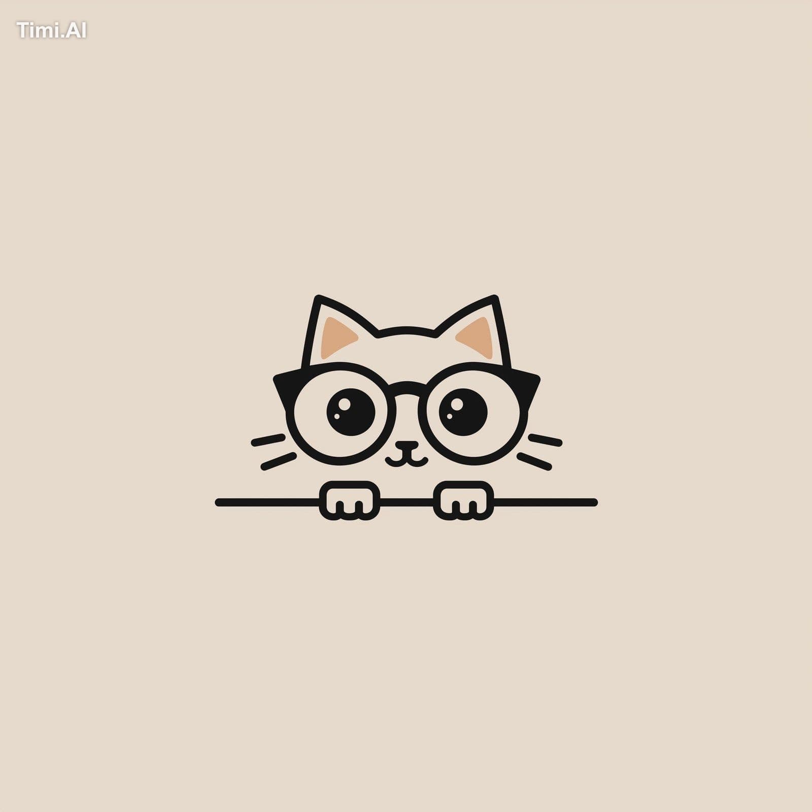 Design a minimalist and cute logo featuring a cat peeking ov