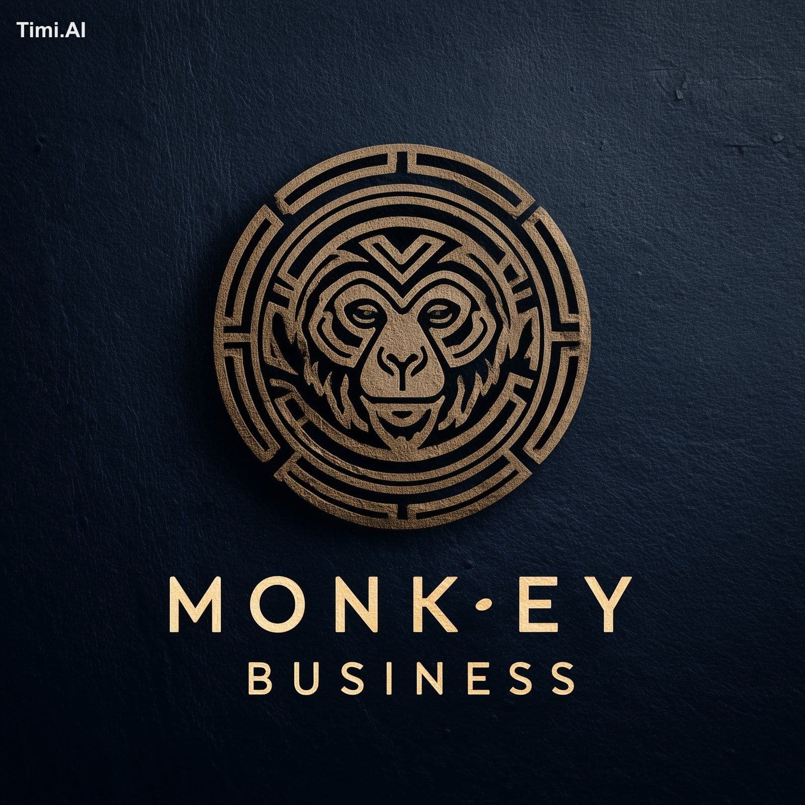a perfectly centered circle logo that says "monkey business"
