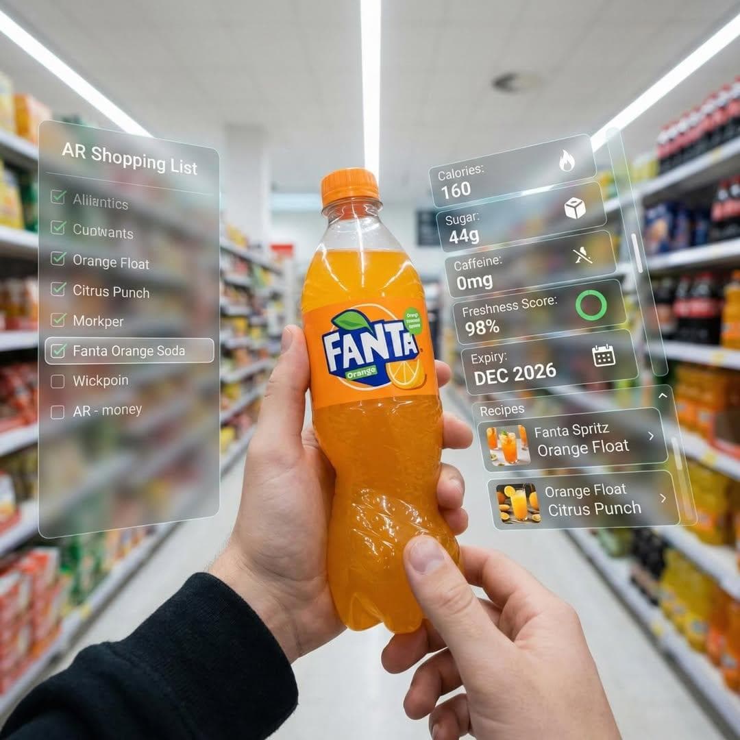 First-person perspective inside a brightly lit supermarket a