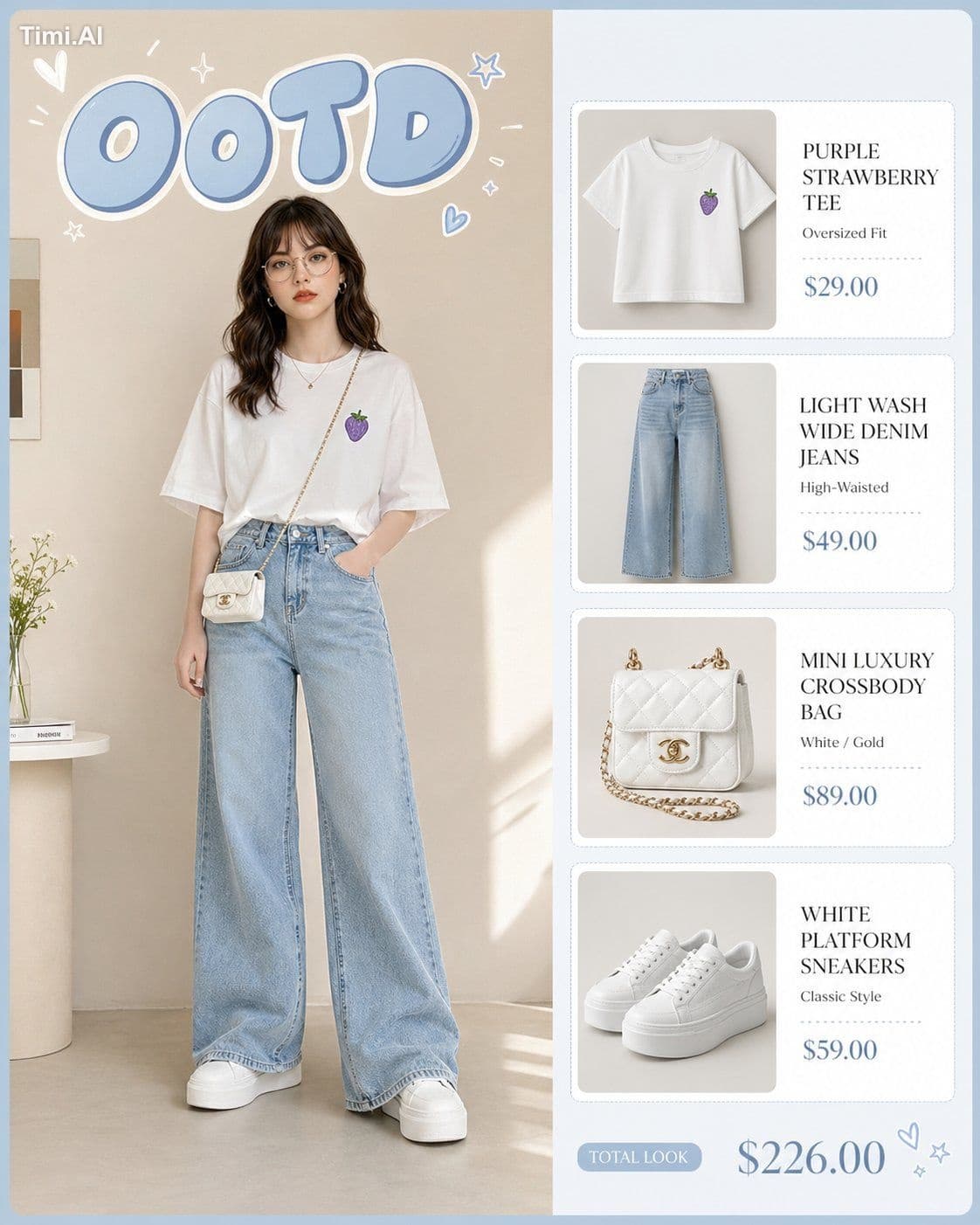Generate A high-quality fashion infographic titled "OOTD" in