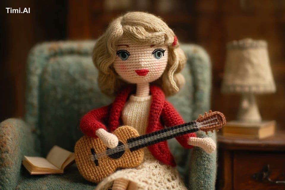A crochet doll-style of a [subject], made with soft yarn tex