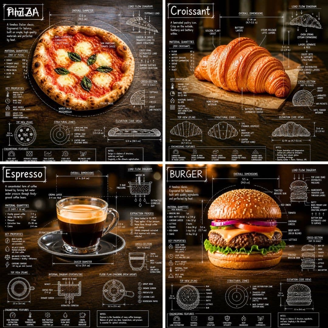 Create an infographic image of [FOOD], combining a real phot