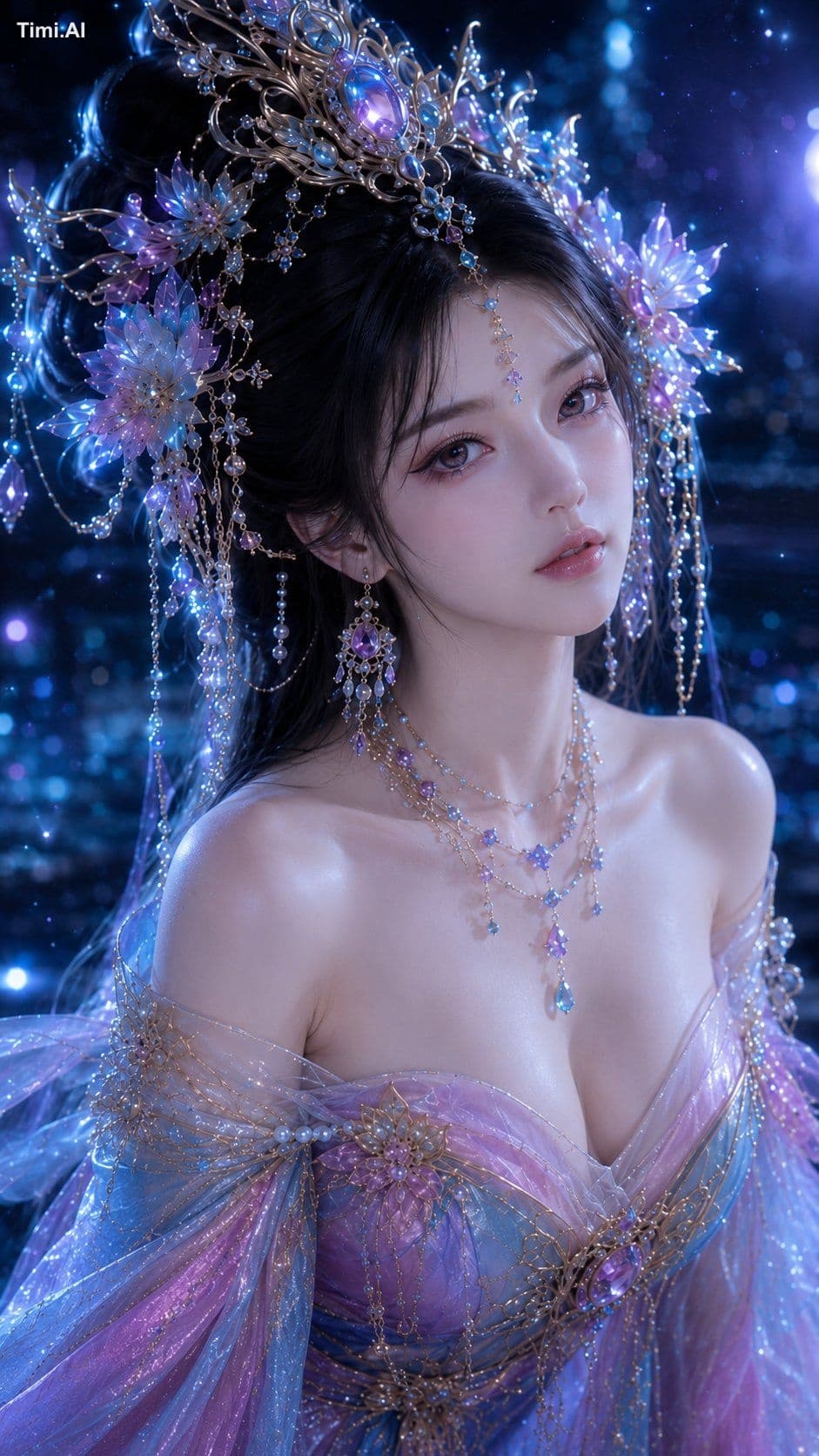 9:16 竖版,高精度 3D CG 东方幻想古风贵女美人写真,oriental fantasy beauty portr