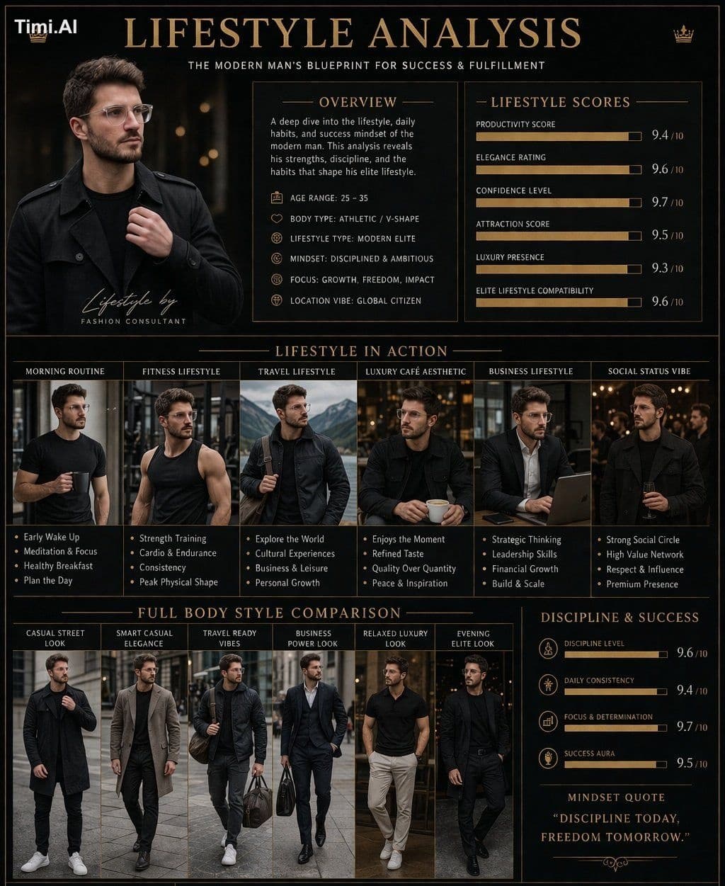 Create a premium “LIFESTYLE ANALYSIS” poster featuring the s