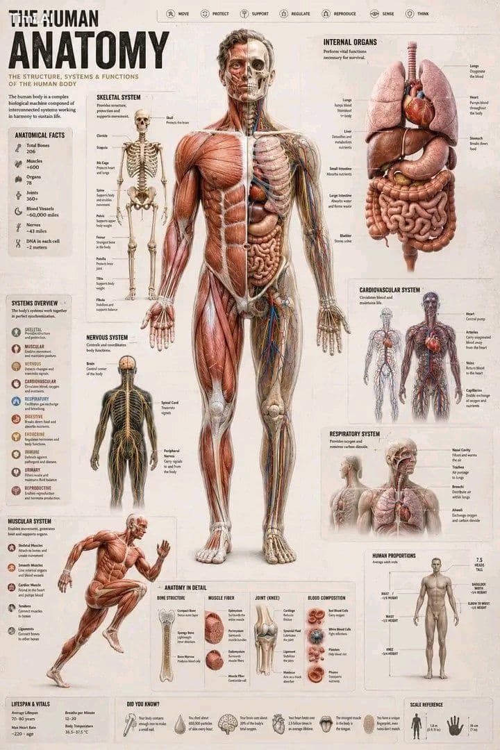 Create a detailed educational infographic titled **“The Huma