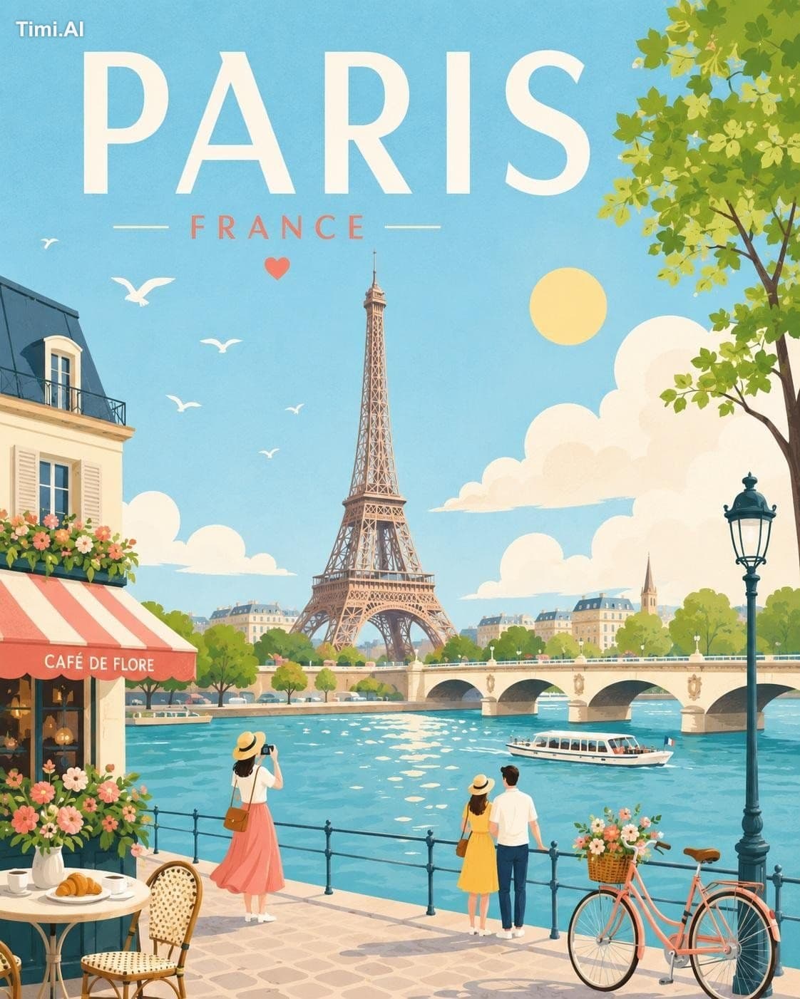 Create a minimalist cheerful travel poster illustration of [