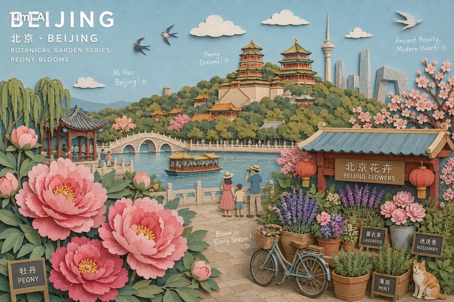 Create a museum-quality handcrafted 3D paper-collage botanic