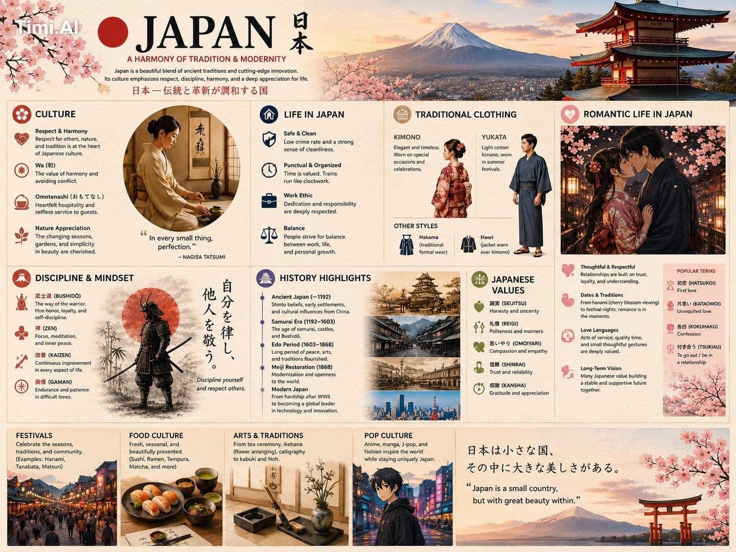 Ultra-detailed Japanese culture infographic poster design, e
