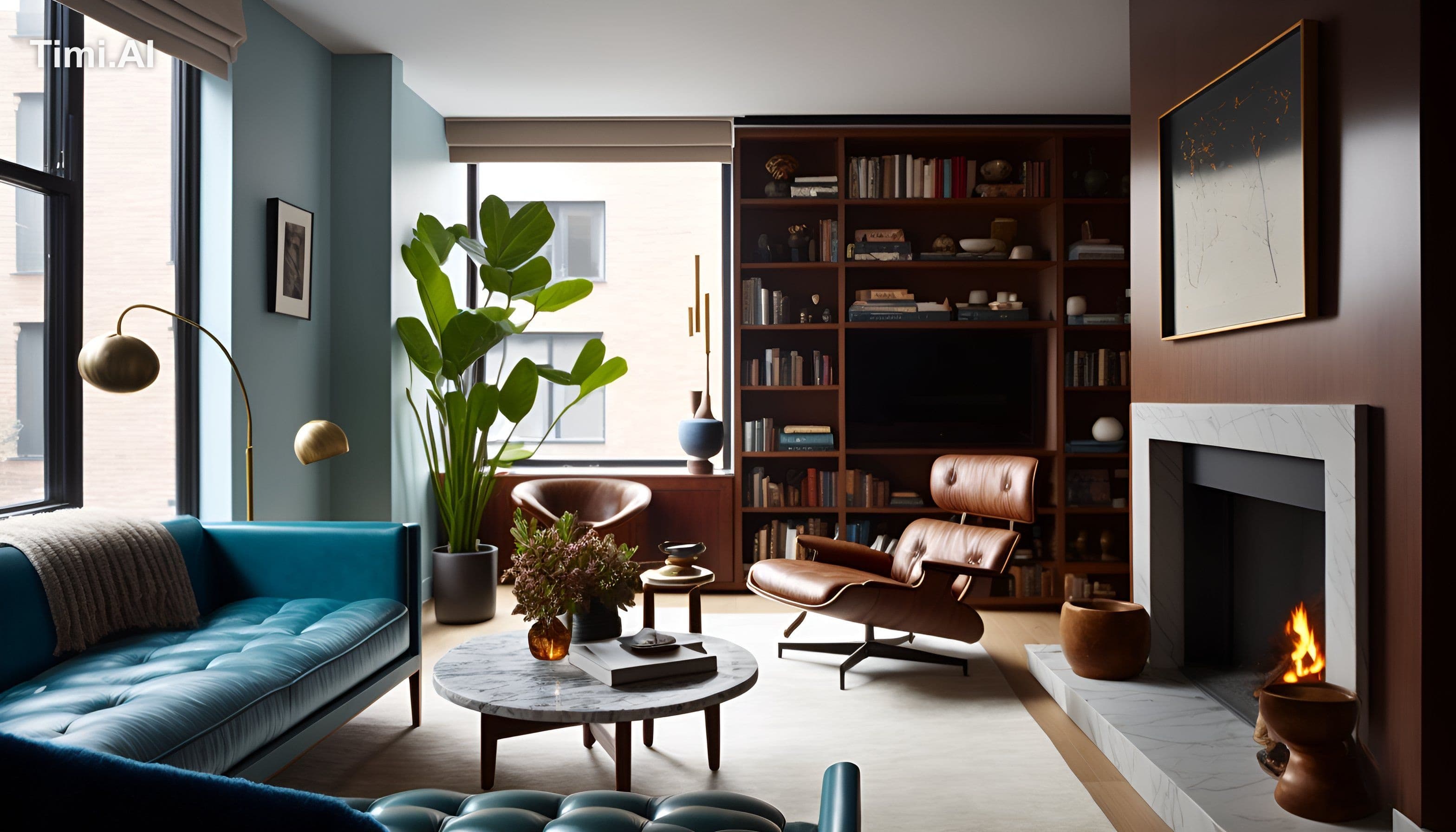 Editorial Style Photo, Eye Level, Modern, Living Room, Firep