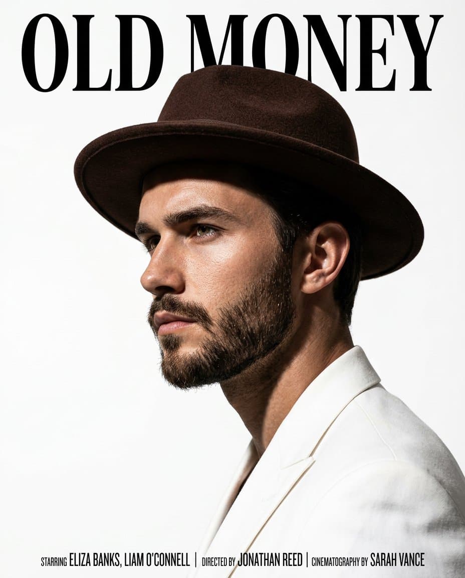 A cinematic magazine-style portrait of a handsome man in sid