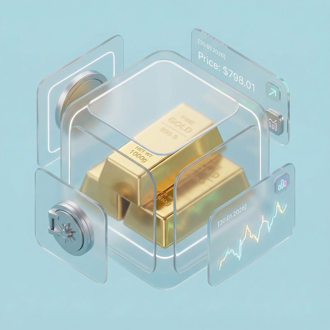 Refined 3D isometric composition (45° angle) in a Glassmorph