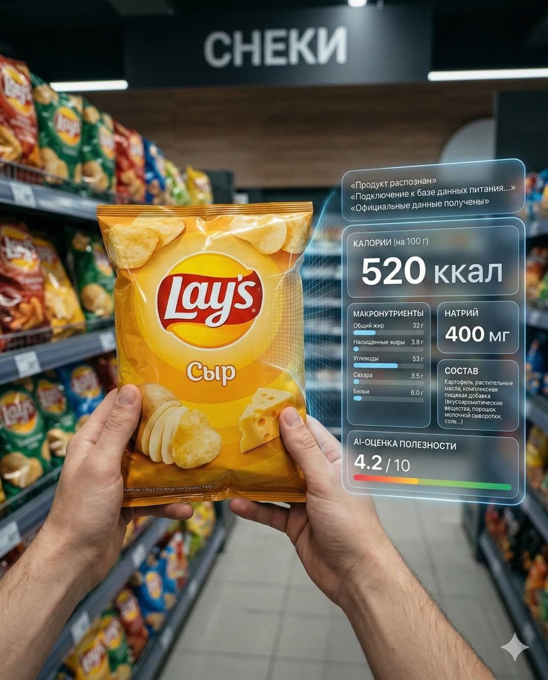 Ultra-realistic cinematic POV shot inside a modern supermark
