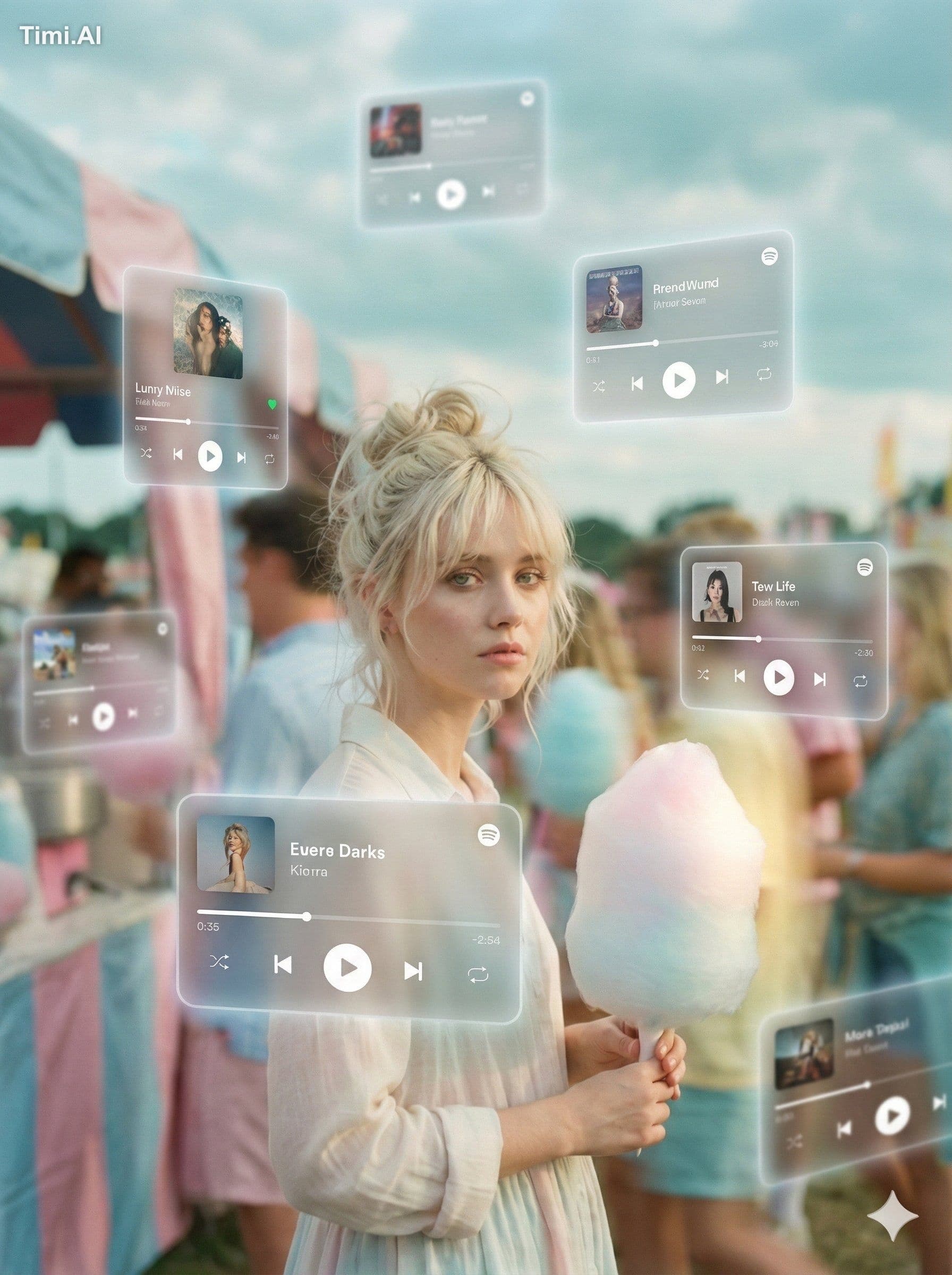 A dreamlike, movie-quality augmented reality visual where nu