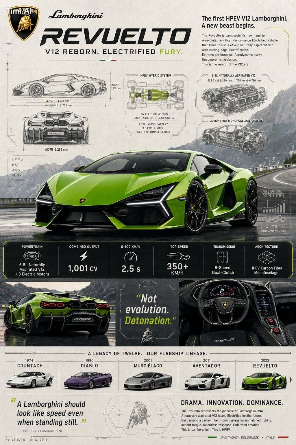 Premium automotive collector poster for the Lamborghini Revu