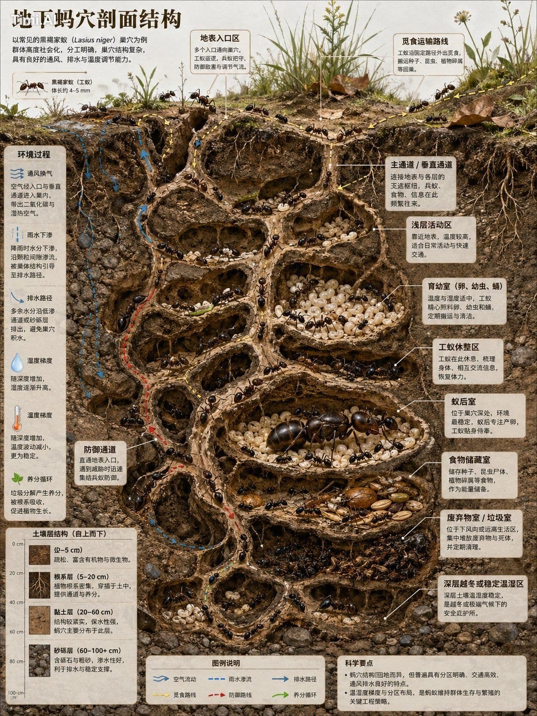 A premium scientific infographic / cutaway cross-section ill