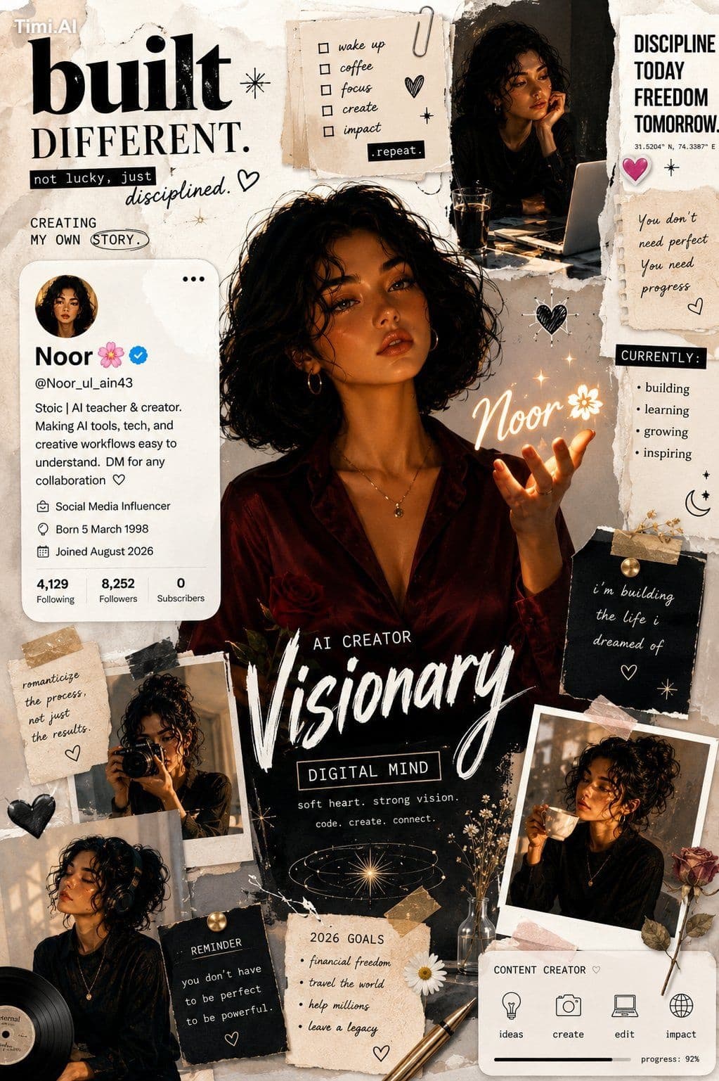 Create a cinematic editorial-style vision board collage post